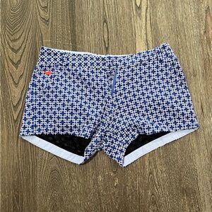 Southern Marsh Shorts The Brighton Marrakech Flat Front Geometric Blue Size 4